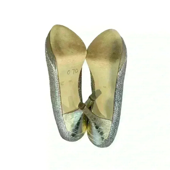 Marc Fisher Women’s Peep Toe Glitter Metallic  Pumps Gold And Silver Size 8.5 - Picture 10 of 12